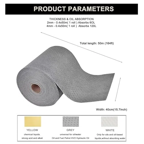 Rouleaux de Joints pour Le Confinement des déversements d'hydrocarbures industriels - Joints de Confinement à Usage général adaptés aux hydrocarbures, à l'eau et aux Produits Chimiques - joi