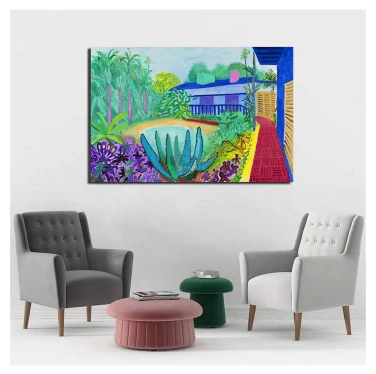 GLWDMH David Hockney – affiches et imprimés sur toile d'art de jardin, peinture sur toile, images décoratives pour décor de bureau et de salon - Encadrée, 1 Pièce