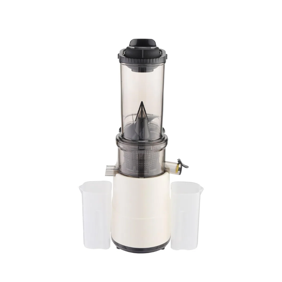 Amagogo Extracteur de Jus Électrique Machine à Jus Centrifugeuse Extracteur Masticateur à Extraction Lente en PC Plastique avec Double Chambre et Collecte, Blanc Cassé, Extracteur De Jus Vertical