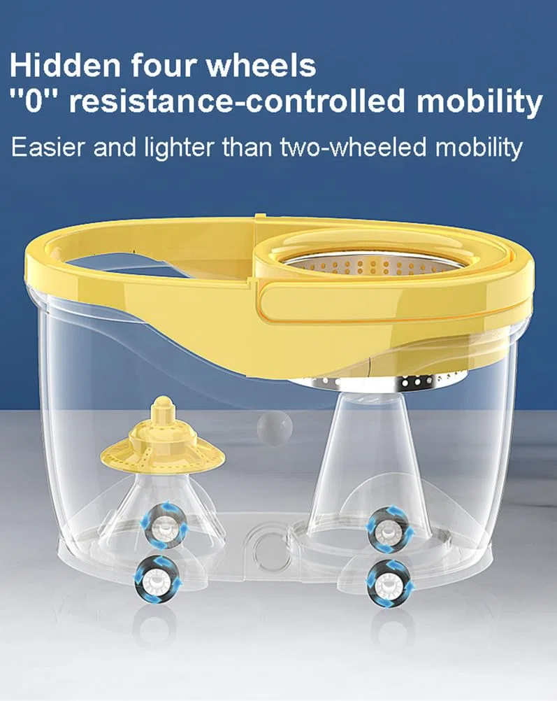 Ensemble Balai et Seau à Nettoyage Facile, système de Nettoyage des sols Rotatif à 360°, Balai Rotatif pour Nettoyer Les sols avec 3 têtes de Balai en Microfibre,B
