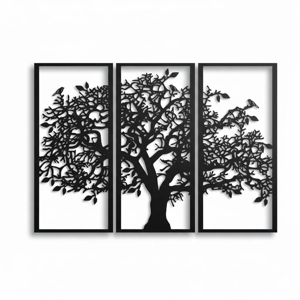 Dekadron Décoration Murale en Métal Arbre Généalogique, 3 Panneaux