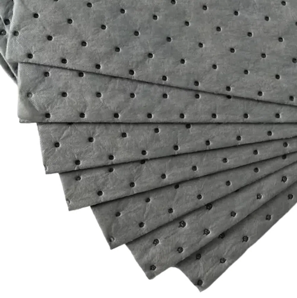 Tapis absorbants pour huile et eau, Tampons absorbants d'huile et d'eau en polypropylène gris 40x50cm avec épaisseur de 2-5mm paquet 100(100pcs,3mm)