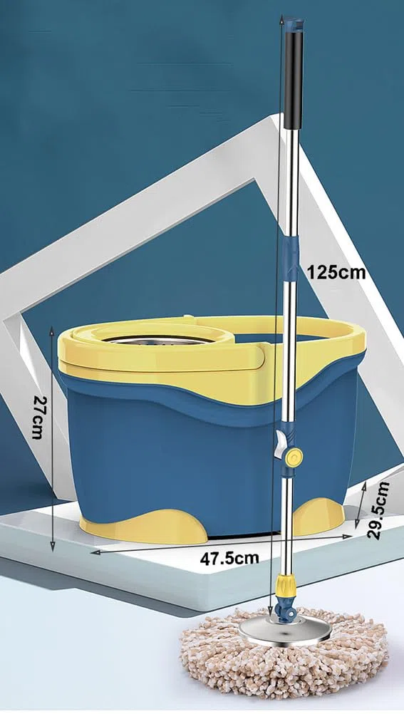 Ensemble Balai et Seau à Nettoyage Facile, système de Nettoyage des sols Rotatif à 360°, Balai Rotatif pour Nettoyer Les sols avec 3 têtes de Balai en Microfibre,B