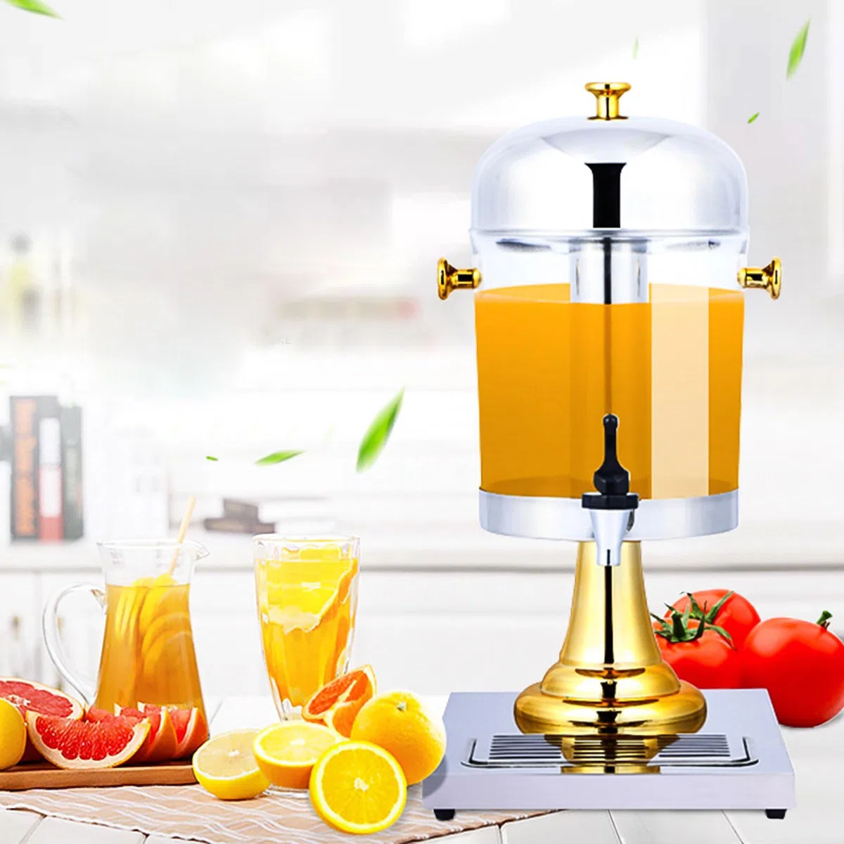 Distributeur d'eau en Acier Inoxydable 8L Distributeur d'eau Chaude Et Froide, Machine À Jus Spigot Lait Café Eau Jus Bière,Gold