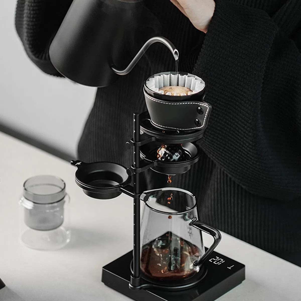 Ensemble de matériel de café à froid pratique, supports réglables, tasse de filtre amovible et sphères de glace, supports de café en métal