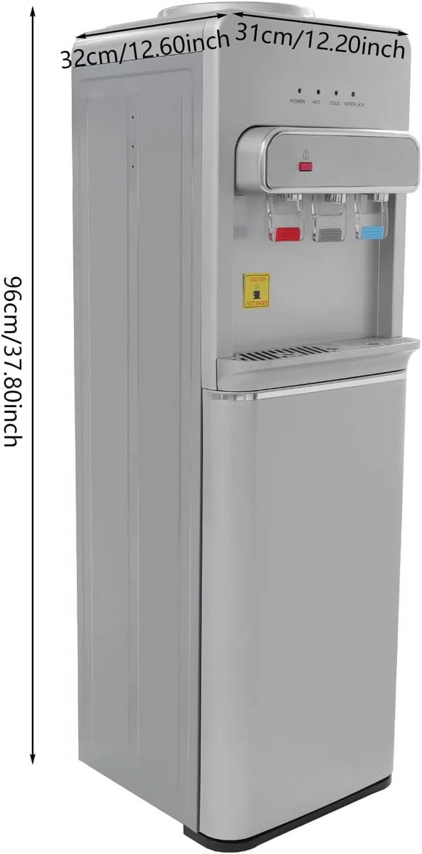Distributeur d'eau Chargement par Le Bas 550W Vertical Fontaine Eau 3 Types De Température,Fontaines à Eau,pour La Maison, Bureau (Argent)