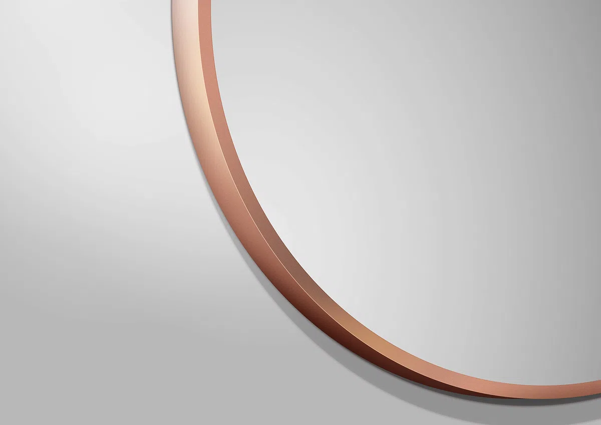 Talos Miroir Rond Noble - Miroir cuivre avec Ø 60 cm - Miroir Mural avec Cadre en Aluminium de Haute qualité en cuivre