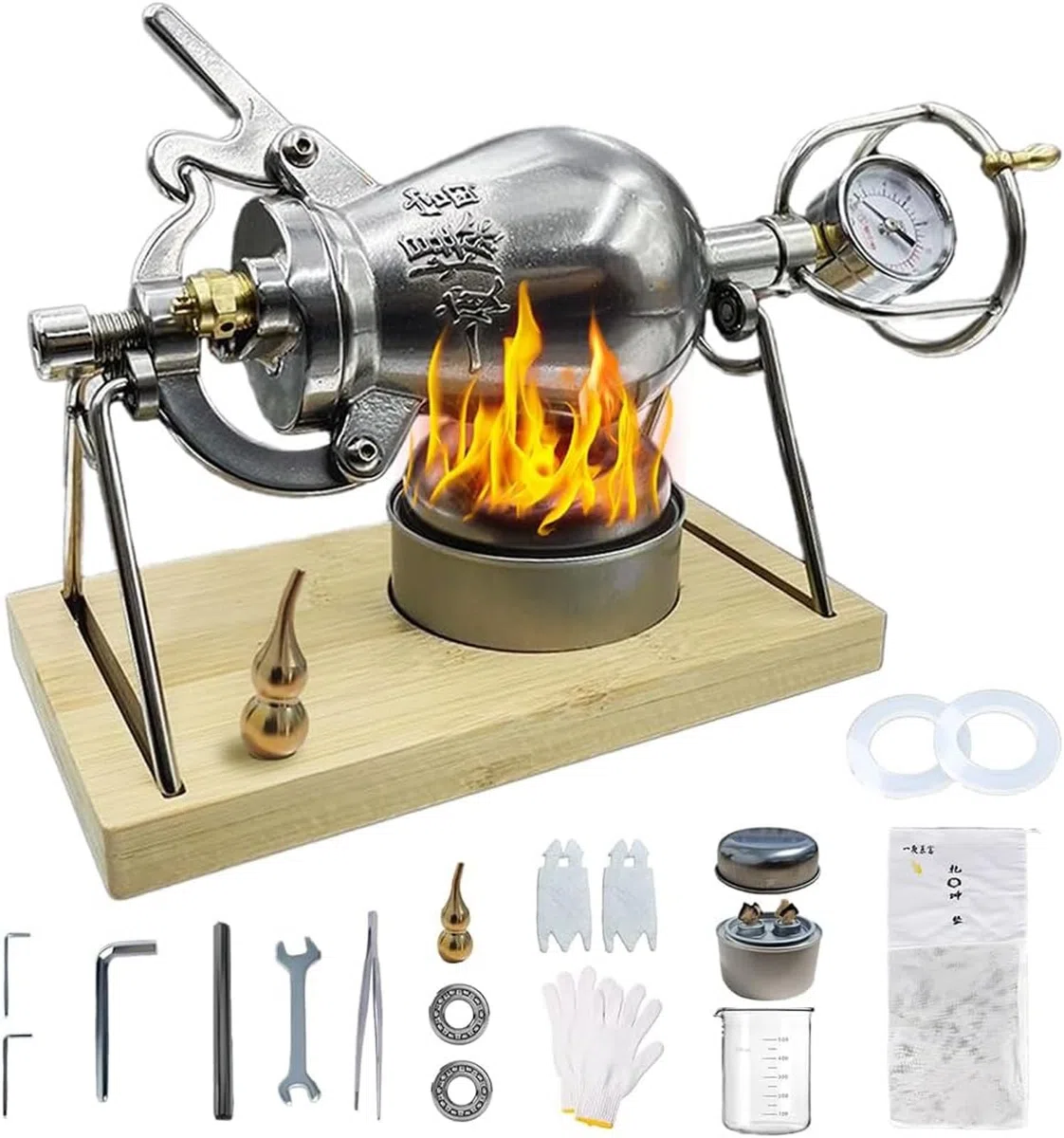 Machine à popcorn à air chaud avec manomètre, machine à popcorn chinoise, machine à popcorn chinoise, popcorn en acier inoxydable pour réunions de famille et fêtes (520 ml)