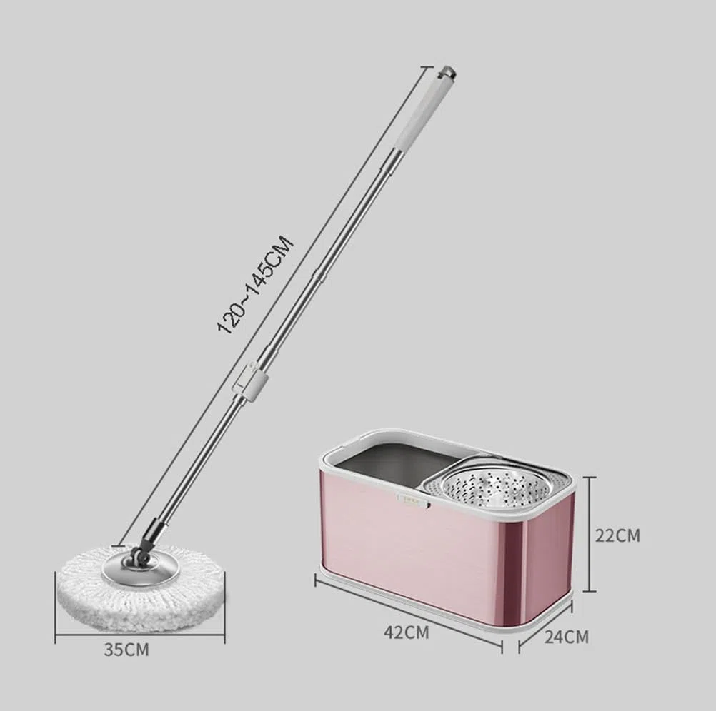 Système de Seau à essorer avec essoreuse, 3 recharges de Rechange, Ensemble Seau et serpillière rotative, serpillères Longue durée pour Le Nettoyage des sols,E