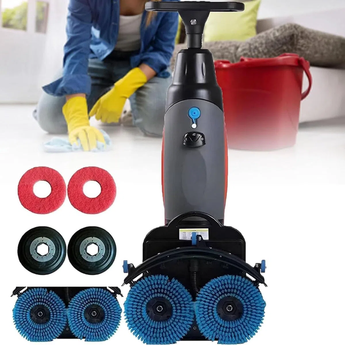 Nettoyeur automatique de sol, sans fil et à piles, largeur de nettoyage de 43 cm, autonomie de 90 minutes, convient pour le carrelage et les planchers de bois franc
