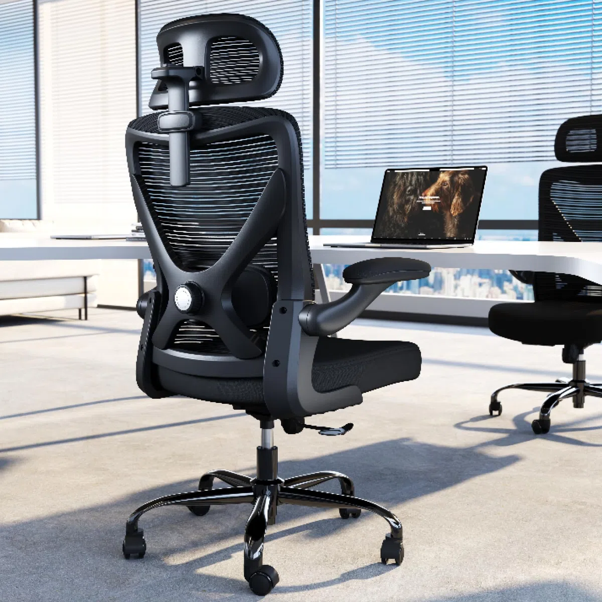 TRALT Chaise de Bureau, Ergonomique, avec Appui-tête réglable, appuie-tête, Chaise de Jeu, en Forme de X, 150 kg, Noire