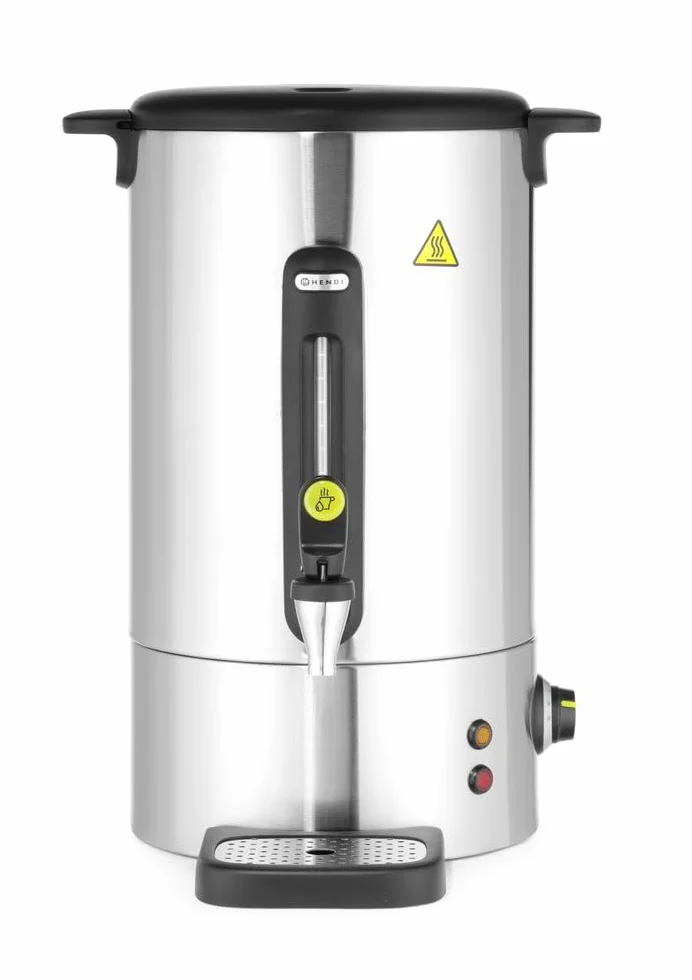 HENDI Distributeur de boissons chaudes 16L, bouilloire à vin chaud avec paroi simple, pour thé, vin chaud, eau, jusqu'à 100°C, 230V, 50/60Hz, 1650W, 357x380x(H)502mm, Inox, PP