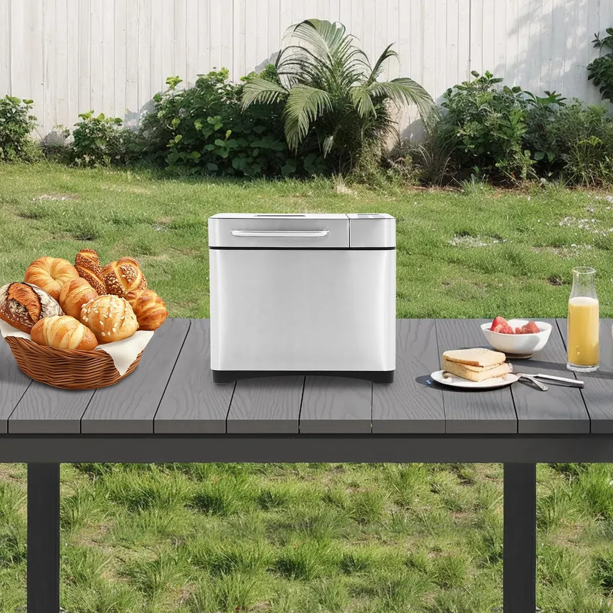 Écran LCD et ouvertures de refroidissement Machine à pain sans trou dans le pain, machine à pain idéale pour la maison et le camping, utilisation et contrôle faciles