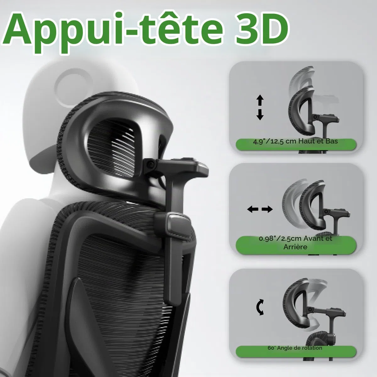 TRALT Chaise de Bureau, Ergonomique, avec Appui-tête réglable, appuie-tête, Chaise de Jeu, en Forme de X, 150 kg, Noire