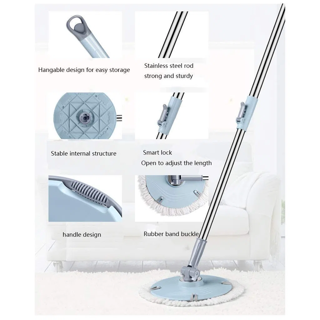 Bonne Absorption d'eau vadrouille et Ensemble de Nettoyage de Seau réglable Suspendu avec Brosse à Main Pression Bleue tête * 4 Maison