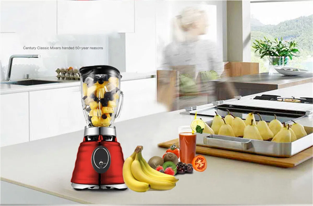 Blender Smoothie 600W, 1.25 L Blender Mixeur, Vitesses Réglables et Fonction Pulse, Mixeur Multifonction avec 4 Lames pour Glace pilée/Jus/Dessert/Nettoyage Automatique,sans BPA