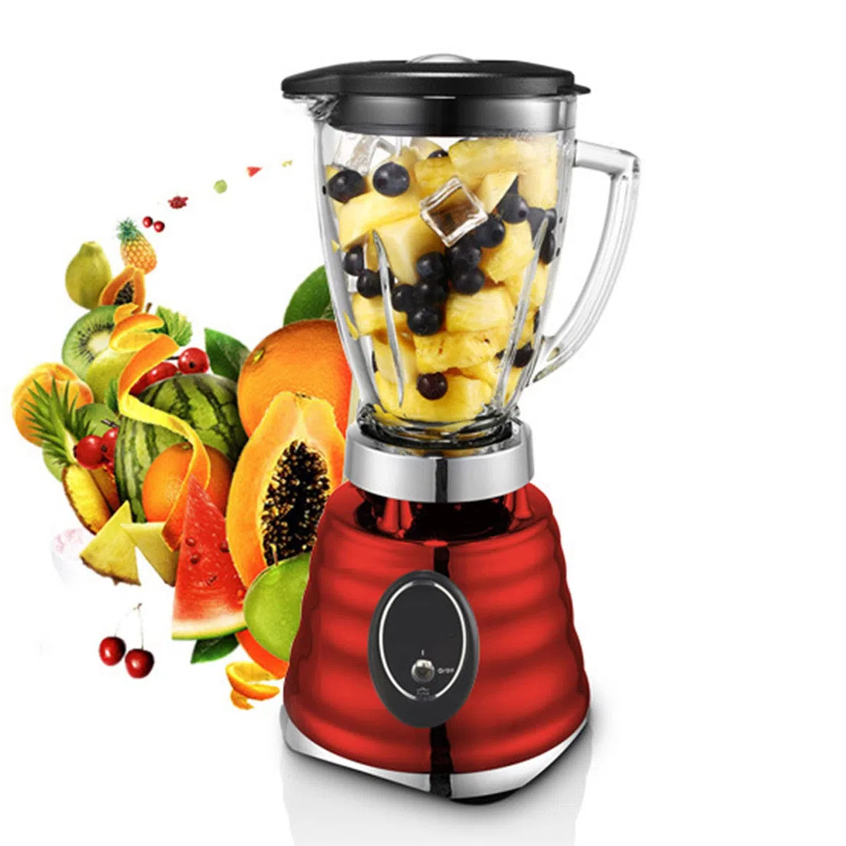 Blender Smoothie 600W, 1.25 L Blender Mixeur, Vitesses Réglables et Fonction Pulse, Mixeur Multifonction avec 4 Lames pour Glace pilée/Jus/Dessert/Nettoyage Automatique,sans BPA