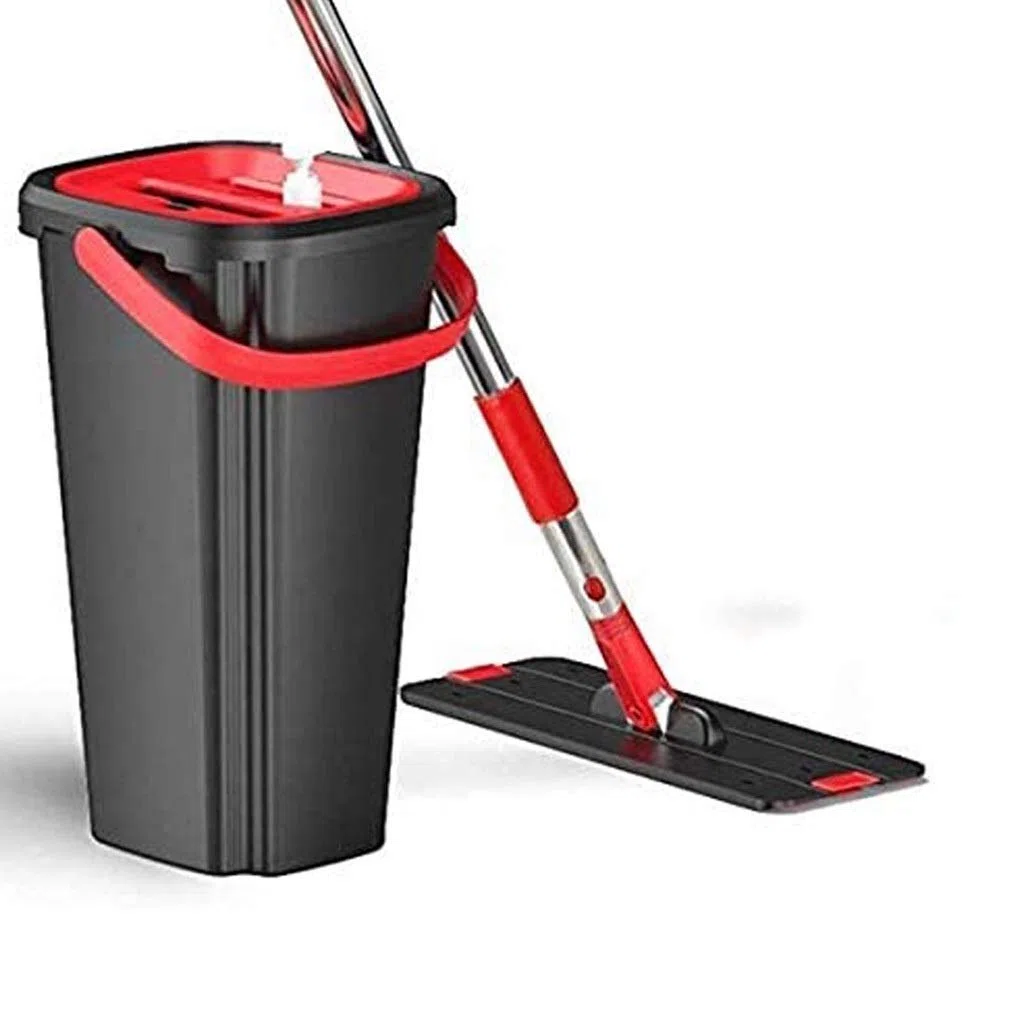 RajoNN Ensemble de vadrouille et de seaux Plats pour Le Nettoyage des sols de la Maison et de la Cuisine, tampons en Microfibre