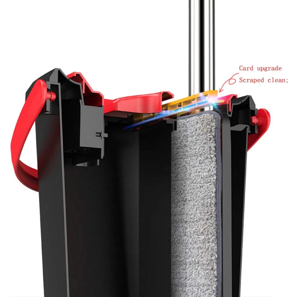 RajoNN Ensemble de vadrouille et de seaux Plats pour Le Nettoyage des sols de la Maison et de la Cuisine, tampons en Microfibre