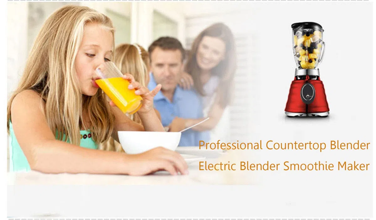 Blender Smoothie 600W, 1.25 L Blender Mixeur, Vitesses Réglables et Fonction Pulse, Mixeur Multifonction avec 4 Lames pour Glace pilée/Jus/Dessert/Nettoyage Automatique,sans BPA