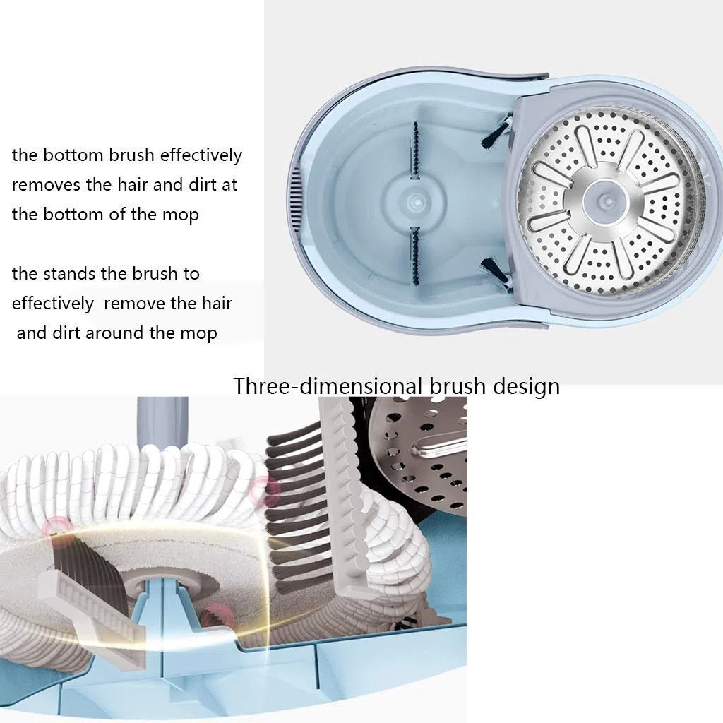 Bonne Absorption d'eau vadrouille et Ensemble de Nettoyage de Seau réglable Suspendu avec Brosse à Main Pression Bleue tête * 4 Maison