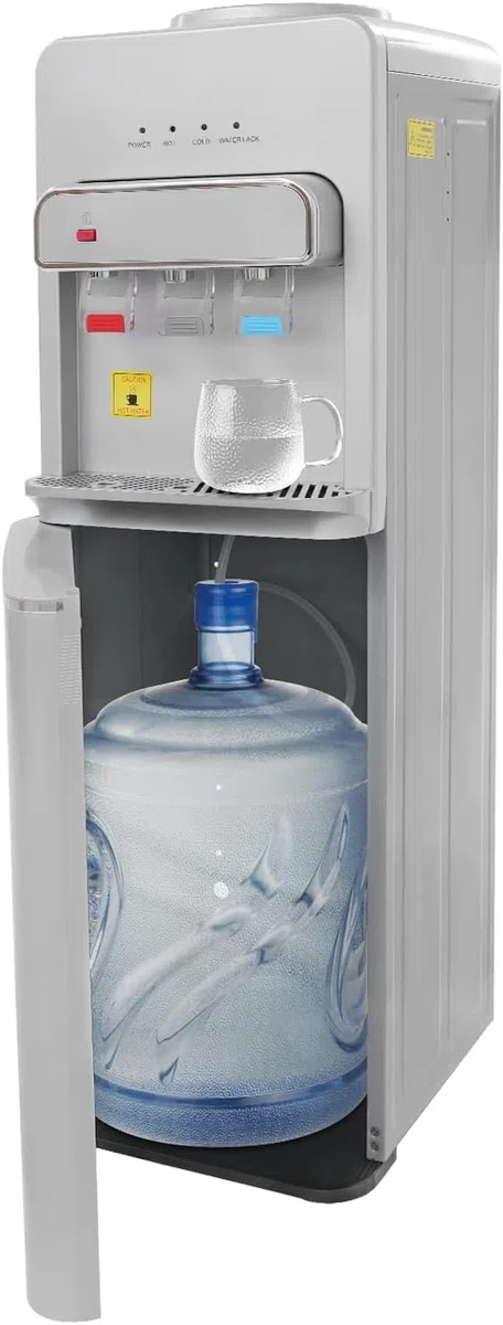 Distributeur d'eau Chargement par Le Bas 550W Vertical Fontaine Eau 3 Types De Température,Fontaines à Eau,pour La Maison, Bureau (Argent)
