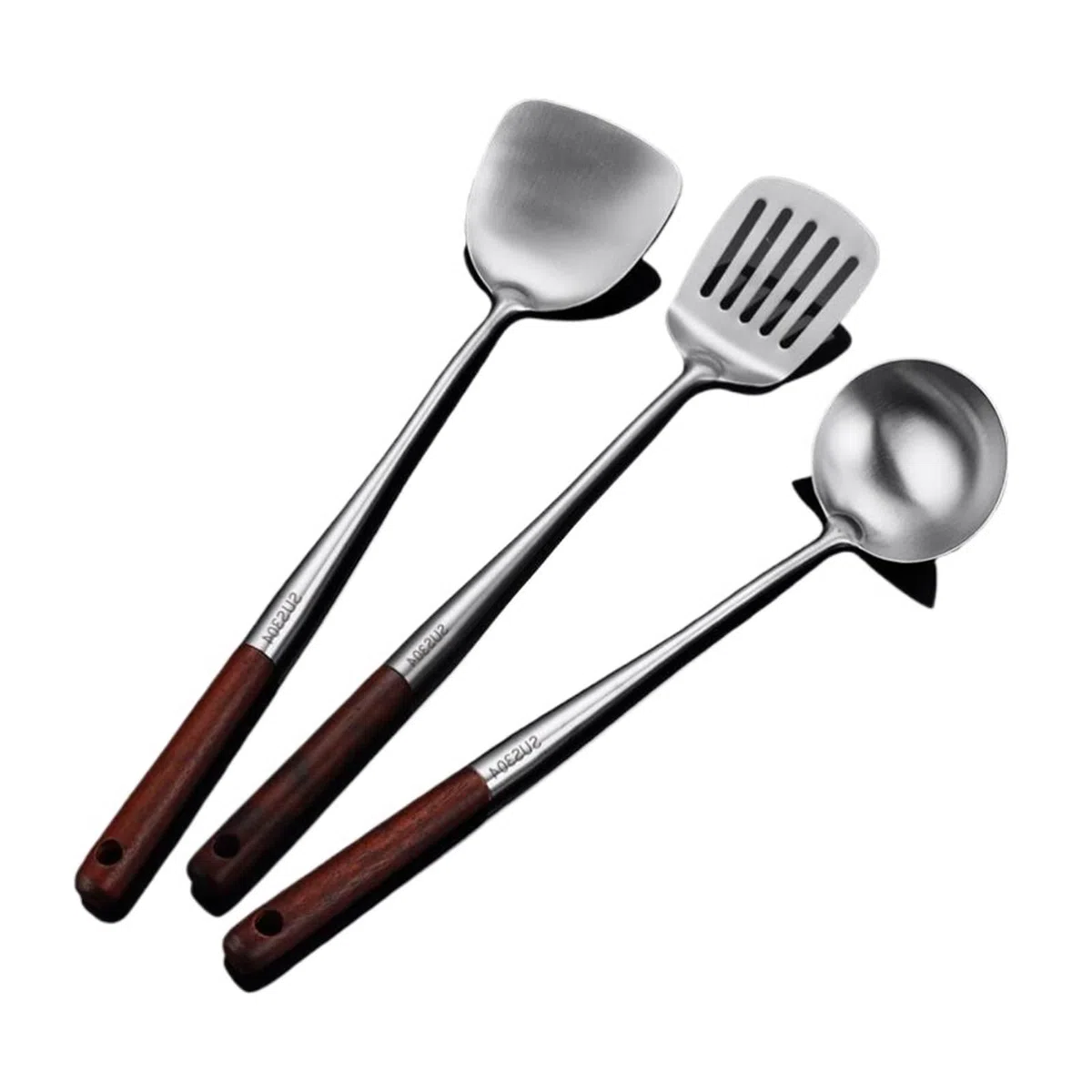 Ustensiles de Cuisine, ustensiles de Cuisine, Ensembles de 3 pièces, cuillères de Cuisine en Acier Inoxydable 304, spatules