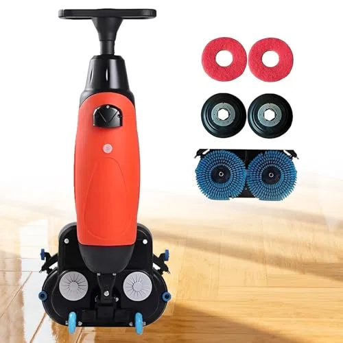 Autolaveuse Et Polisseuse De Carrelage Électrique Professionnelle, Autoportée Et Rotative À 360°, Mini Nettoyeur De Sols Portable, Largeur 43 Cm, Idéale pour Un Usage Commerc,Red-15A