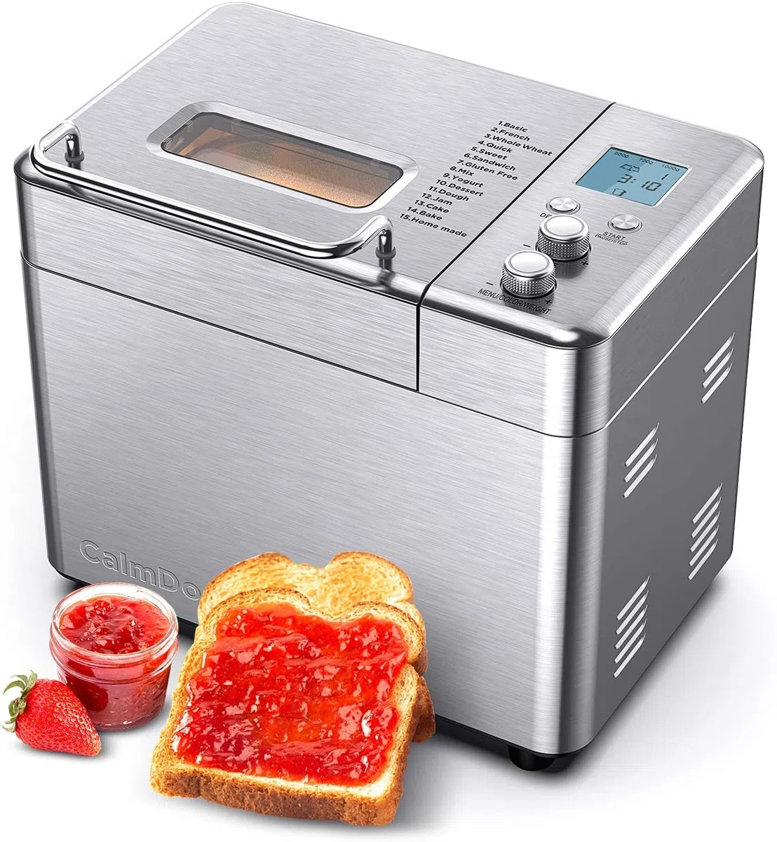 Écran LCD et ouvertures de refroidissement Machine à pain sans trou dans le pain, machine à pain idéale pour la maison et le camping, utilisation et contrôle faciles