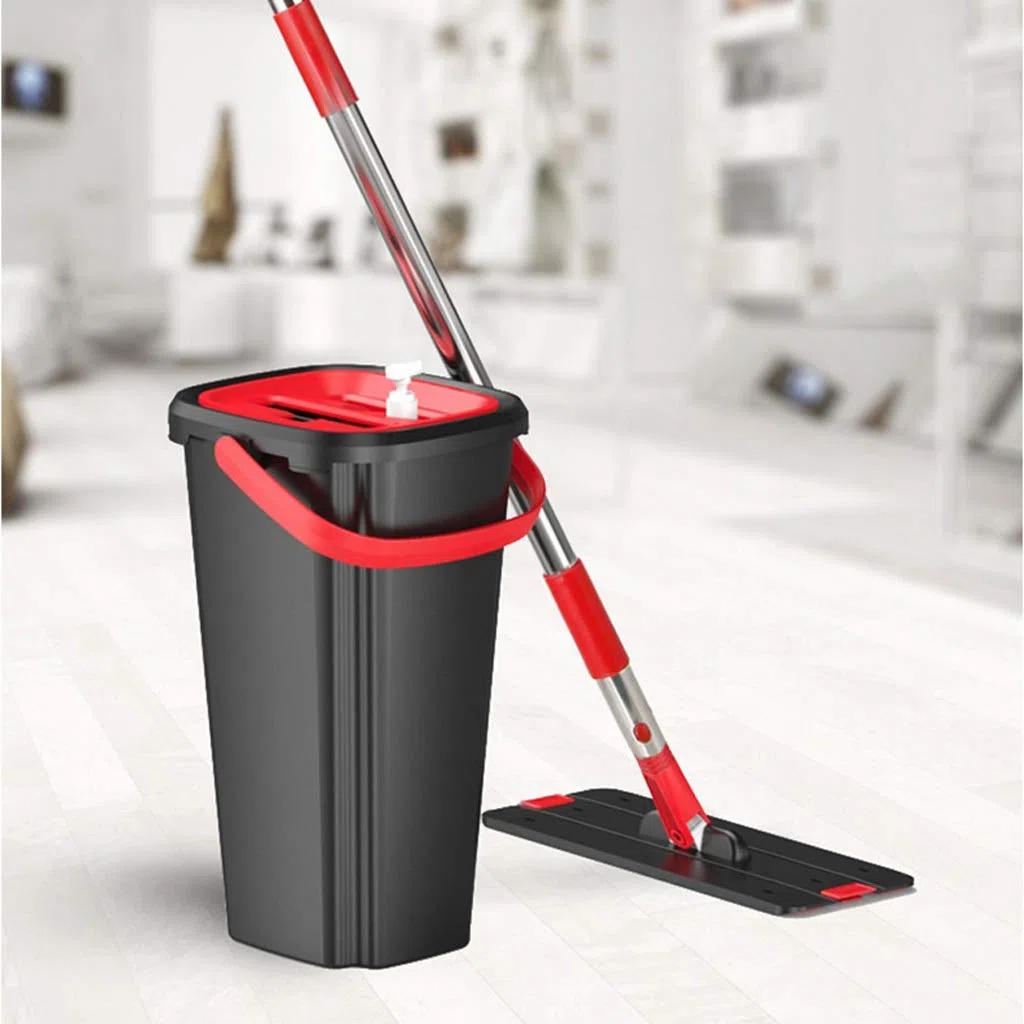 RajoNN Ensemble de vadrouille et de seaux Plats pour Le Nettoyage des sols de la Maison et de la Cuisine, tampons en Microfibre
