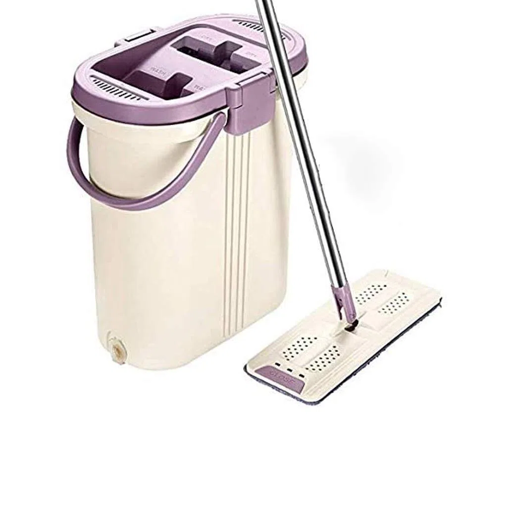 RajoNN Ensemble de vadrouille et de seaux Plats pour Le Nettoyage des sols de la Maison et de la Cuisine, tampons en Microfibre