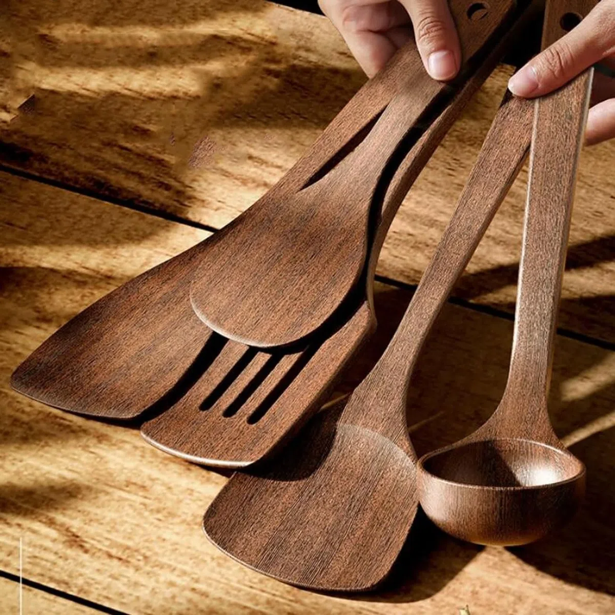 Ustensiles de Cuisine en Bois, Ensembles de 5 pièces, cuillères de Cuisine, spatules, ustensiles de Cuisine, Gadgets