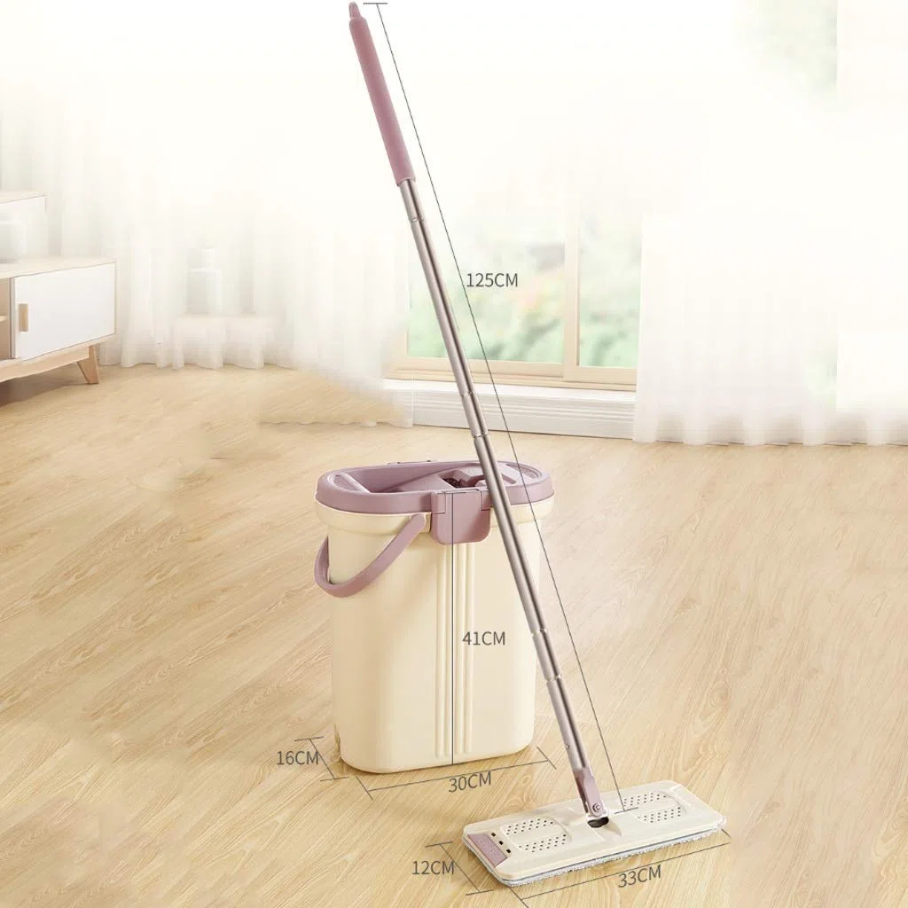RajoNN Ensemble de vadrouille et de seaux Plats pour Le Nettoyage des sols de la Maison et de la Cuisine, tampons en Microfibre