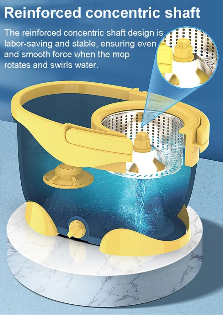 Ensemble Balai et Seau à Nettoyage Facile, système de Nettoyage des sols Rotatif à 360°, Balai Rotatif pour Nettoyer Les sols avec 3 têtes de Balai en Microfibre,B