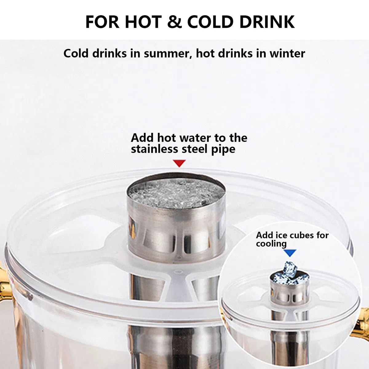 Distributeur d'eau en Acier Inoxydable 8L Distributeur d'eau Chaude Et Froide, Machine À Jus Spigot Lait Café Eau Jus Bière,Gold