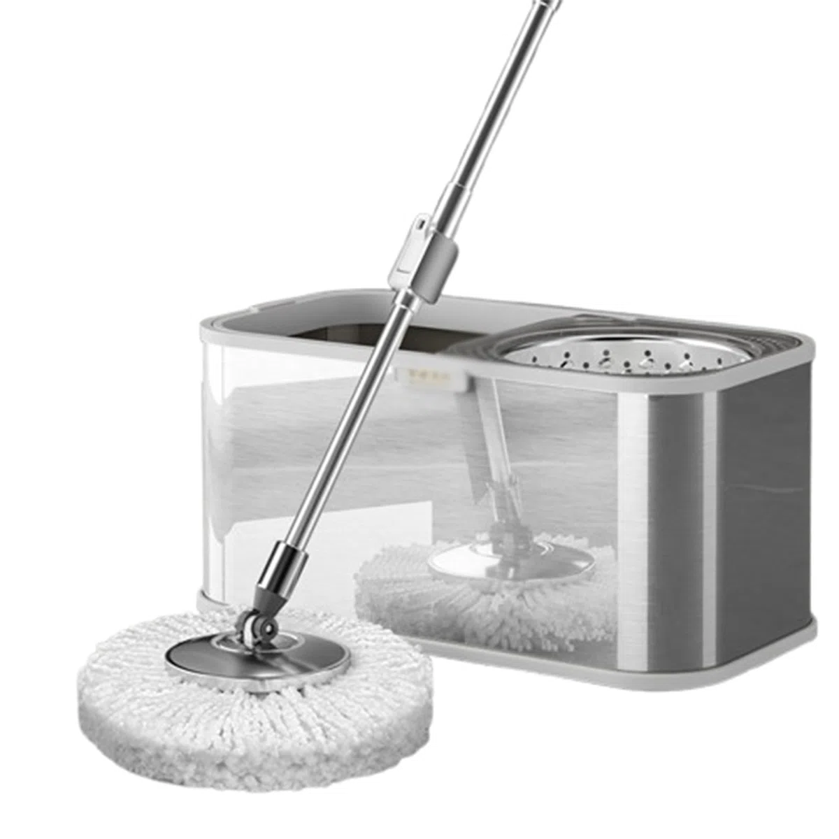 Système de Seau à essorer avec essoreuse, 3 recharges de Rechange, Ensemble Seau et serpillière rotative, serpillères Longue durée pour Le Nettoyage des sols,E