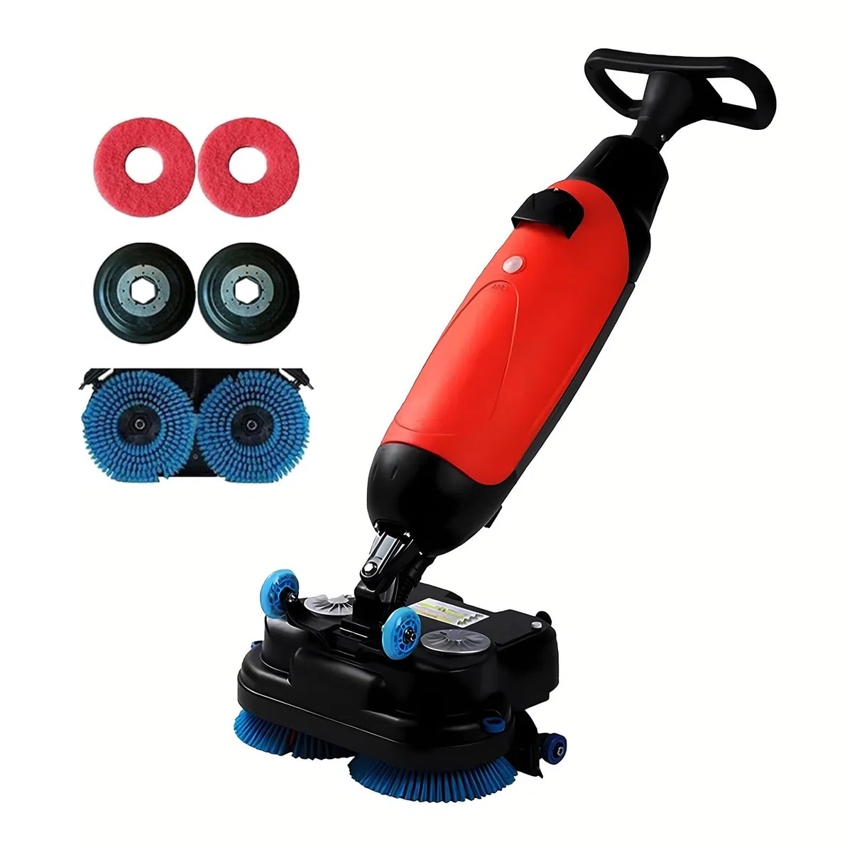 Polisseuse De Sol Professionnelle, Autolaveuse Légère, Double Brosse Rotative, Tête Rotative 360°, Nettoyage Humide Et Sec pour Bureaux Et écoles Red