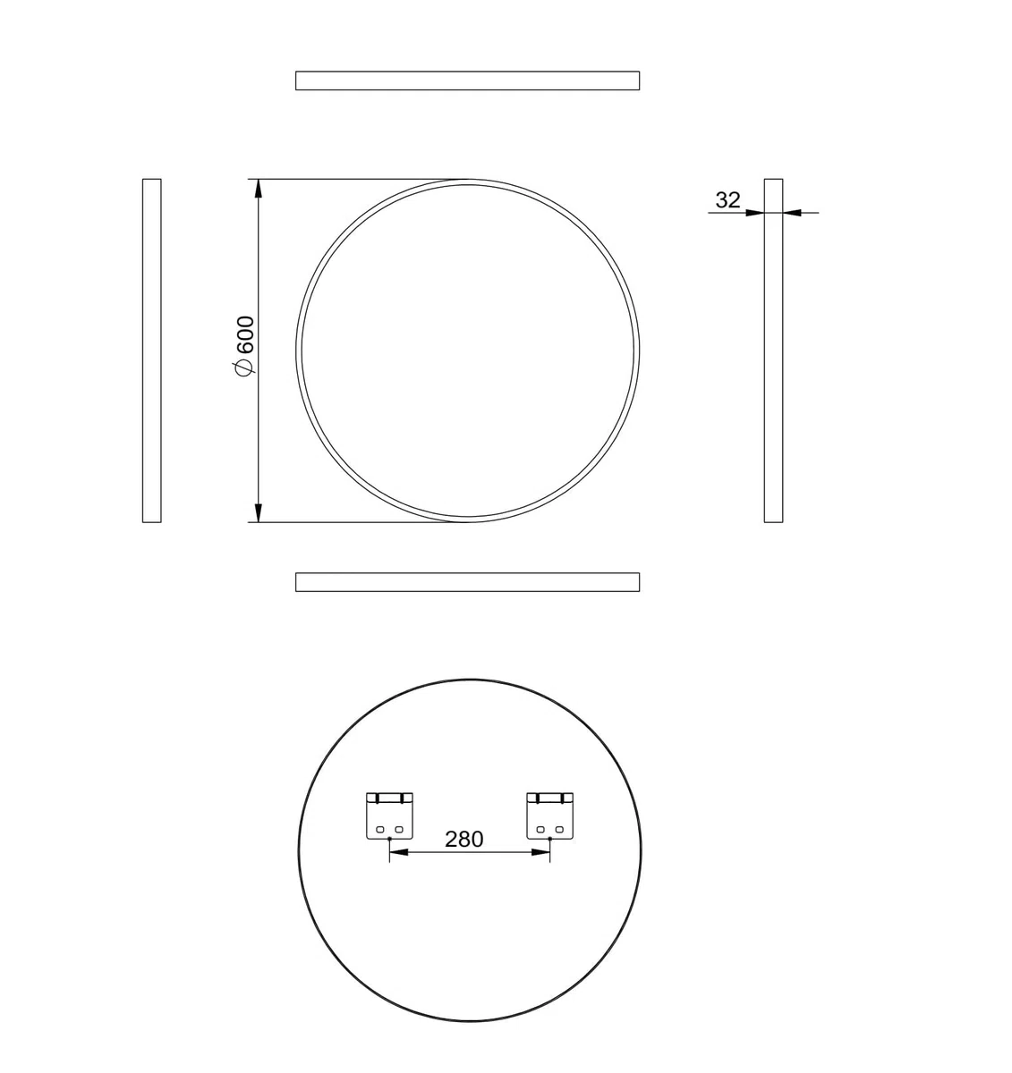 Talos Miroir Rond Noble - Miroir cuivre avec Ø 60 cm - Miroir Mural avec Cadre en Aluminium de Haute qualité en cuivre