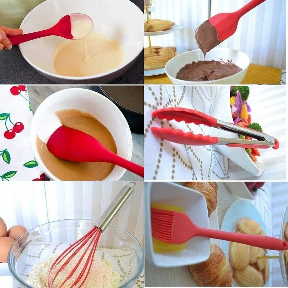 Ensemble d'ustensiles de cuisine en silicone - Ustensiles de cuisine, pinces, spatule, cuillère, brosse, fouet. Ustensile de cuisine Gadgets Outils pour ustensiles de cuisine antiadhésifs (10 pièces